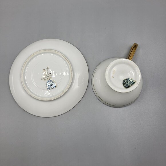 Vtg Royal Carlton Japan Porcelain Tea Cup Saucer Set Gold Handle Trim Victorian - Picture 13 of 14
